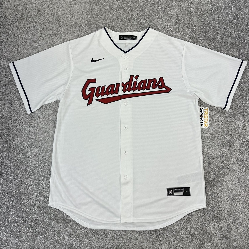 Cleveland Guardians Jersey Mens Large White MLB Baseball Nike Button Front